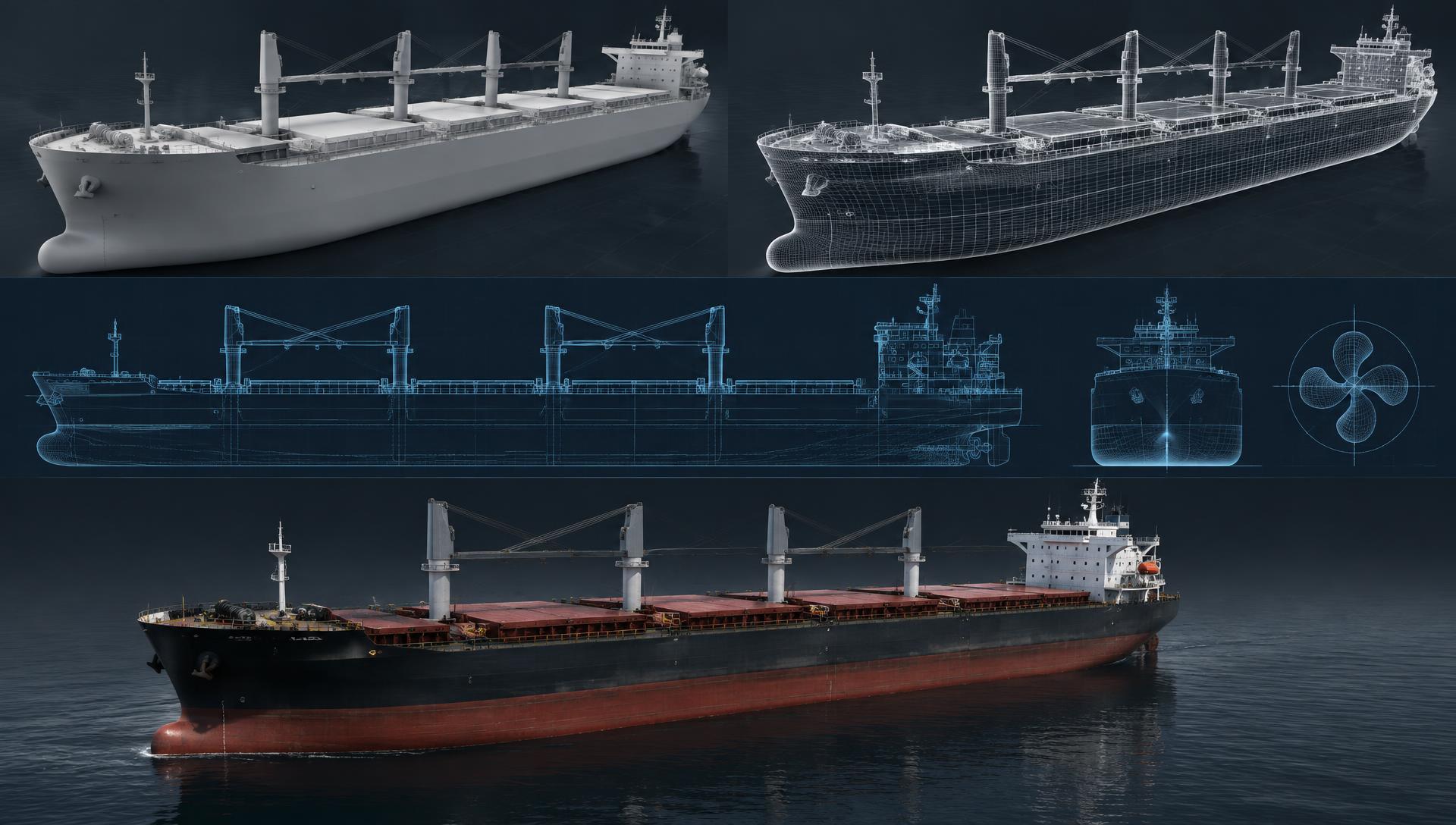 Cargo Vessel Technical Study professional 3D render